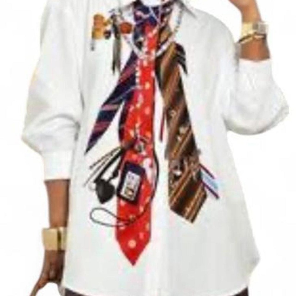 UOOZEE Women's Loose Three-Quarter Sleeves Buttoned Printed Blouse Shirt Top
